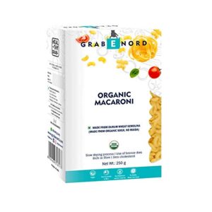 Grabenord Organic Pasta Macaroni, Durum Wheat Semolina (USDA Certified Organic, 100% Sooji, No Maida) - 250g