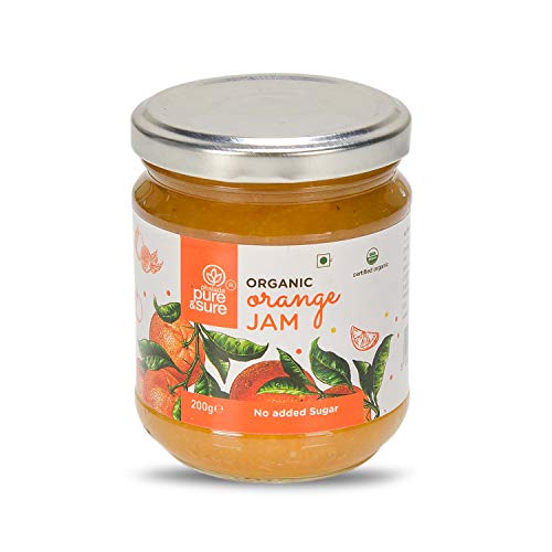 Pure-Sure-Organic-Orange-Jam-Vegan-Bread-Spread-Natural-Sugar-Fruit-Jam-Healthy-Snacks-for-Weight-Loss-210g-0